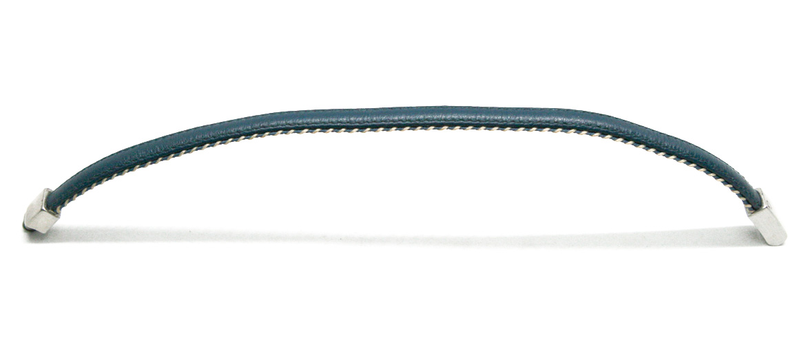 Pulsera de piel azul con pespuntes y cierre de metal - Solohombre