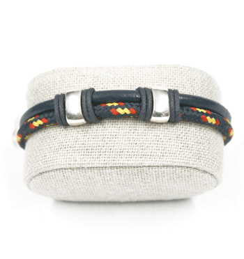 Pulsera de piel y cabo con detalles y cierre en metal - Solohombre