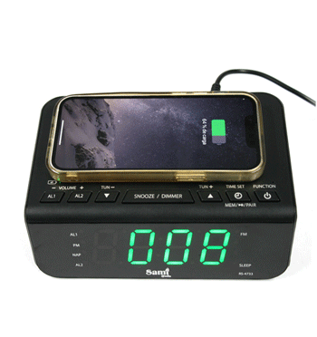 Radio Reloj despertador y cargador inalámbrico para tu móvil - Solohombre