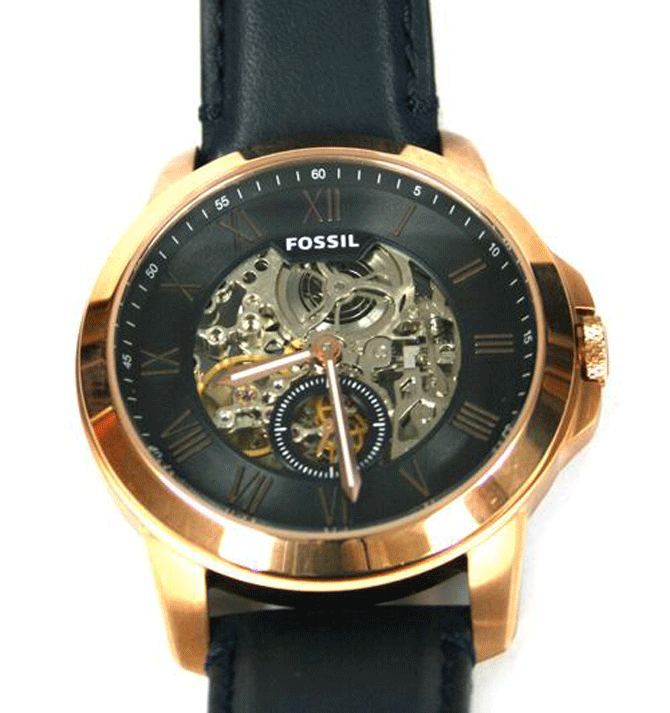 Reloj automático maquinaria vista marca Fossil color bronce