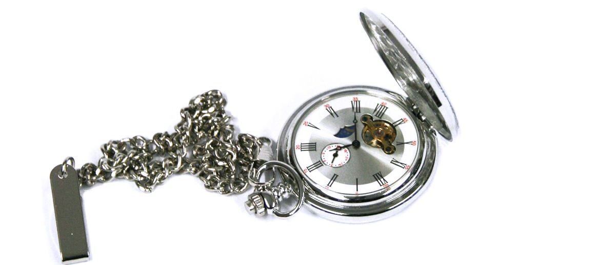 Reloj de bolsillo con fase lunar y maquinaria a la vista - Solohombre