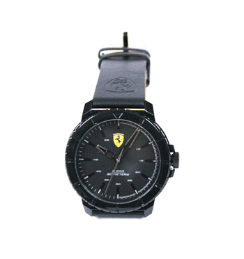 Reloj con esfera y correa negra de piel marca Ferrari - Solohombre
