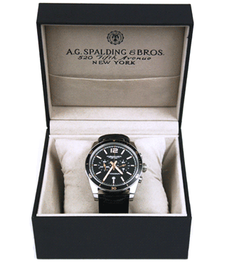 Reloj cronografo de pulsera con esfera negra marca Spalding&Bros