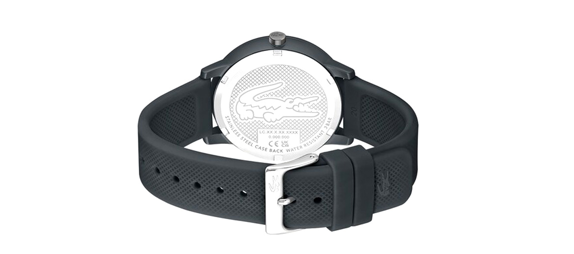 Reloj de pulsera con caja y correa negra de silicona marca Lacoste - Solohombre