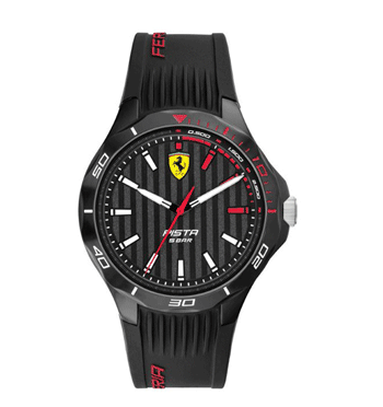 Reloj de pulsera de esfera y correa negra marca Ferrari