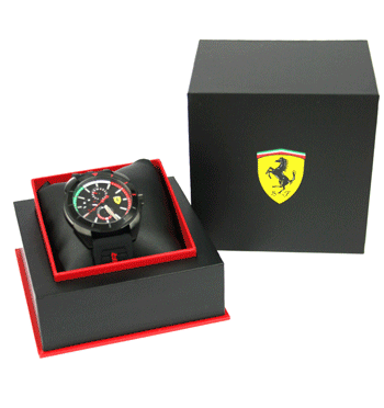 Reloj de pulsera caja negra multifunción marca Ferrari