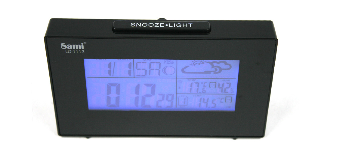 Relojes de Alarma electrónicos Tiempo de proyección de la Pared Regulable LCD Temperatura Interior y Exterior Pronóstico meteorológico OurLeeme Relojes de Alarma de proyección 