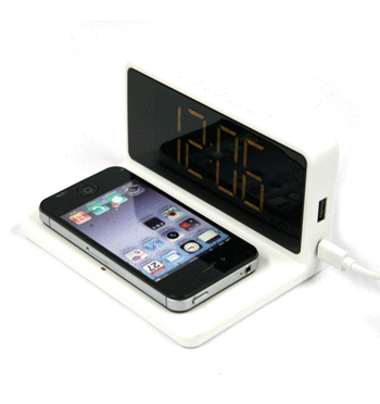 Reloj despertador con carga inalambrica para el móvil color blanco - Solohombre