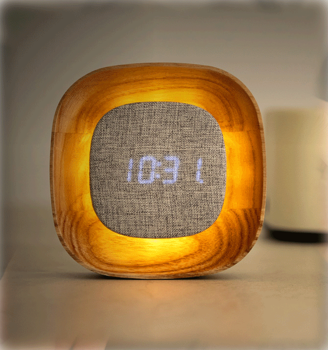 Reloj despertador minimalista de madera con forma cuadrada con toque inteligente - Solohombre
