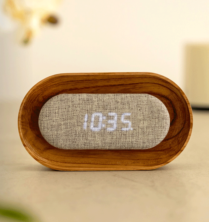 Reloj despertador minimalista de madera con forma rectangular con toque inteligente - Solohombre