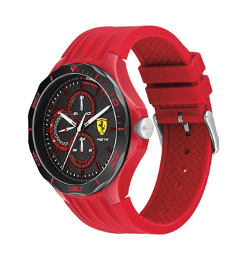 Reloj multifunción color rojo con esfera negra marca Ferrari