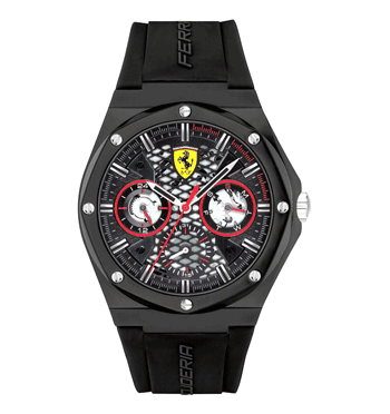Reloj multifunción con esfera y correa negra marca Ferrari - comprar online precio 130€ euros