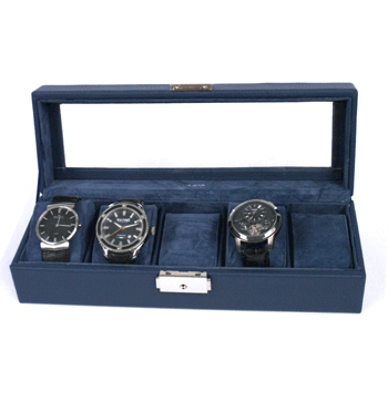 Relojero caja para guardar cinco relojes color azul - comprar online precio 42€ euros
