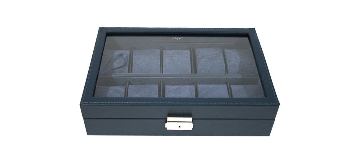 Relojero caja para guardar 10 relojes de color azul -Solohombre