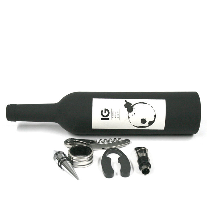 Set de accesorios para el vino con forma de botella grande - Solohombre