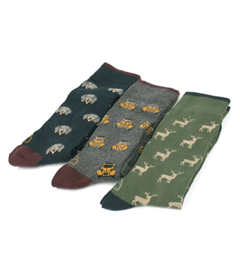 Set de calcetines con dibujos divertidos, gris, azul y verde - Solohombre