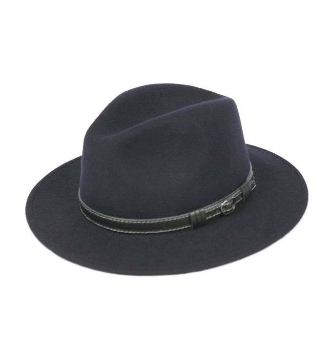 Sombrero enrollable 100% lana y repente al agua color azul - Solohombre