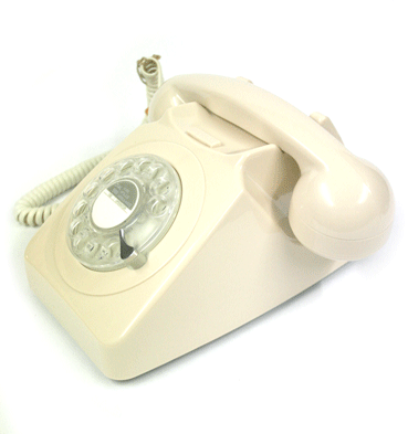 Réplica de teléfono de mesa antigua color beige