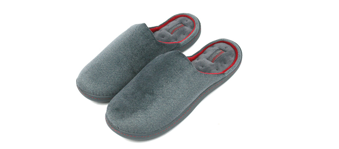 Zapatillas de estar por casa destalonadas color gris interior y pespuntes rojos - Solohombre